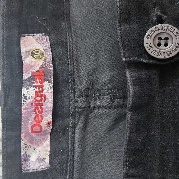 Desigual Velour Cotton Stretch Pants 38P2648 FLORES - Picture 7 of 9